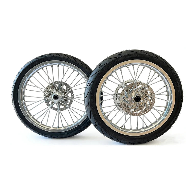 Chrome Surron Light Bee X Wheel Supermoto Tire 17" Sprocket Disc Brake Rotor